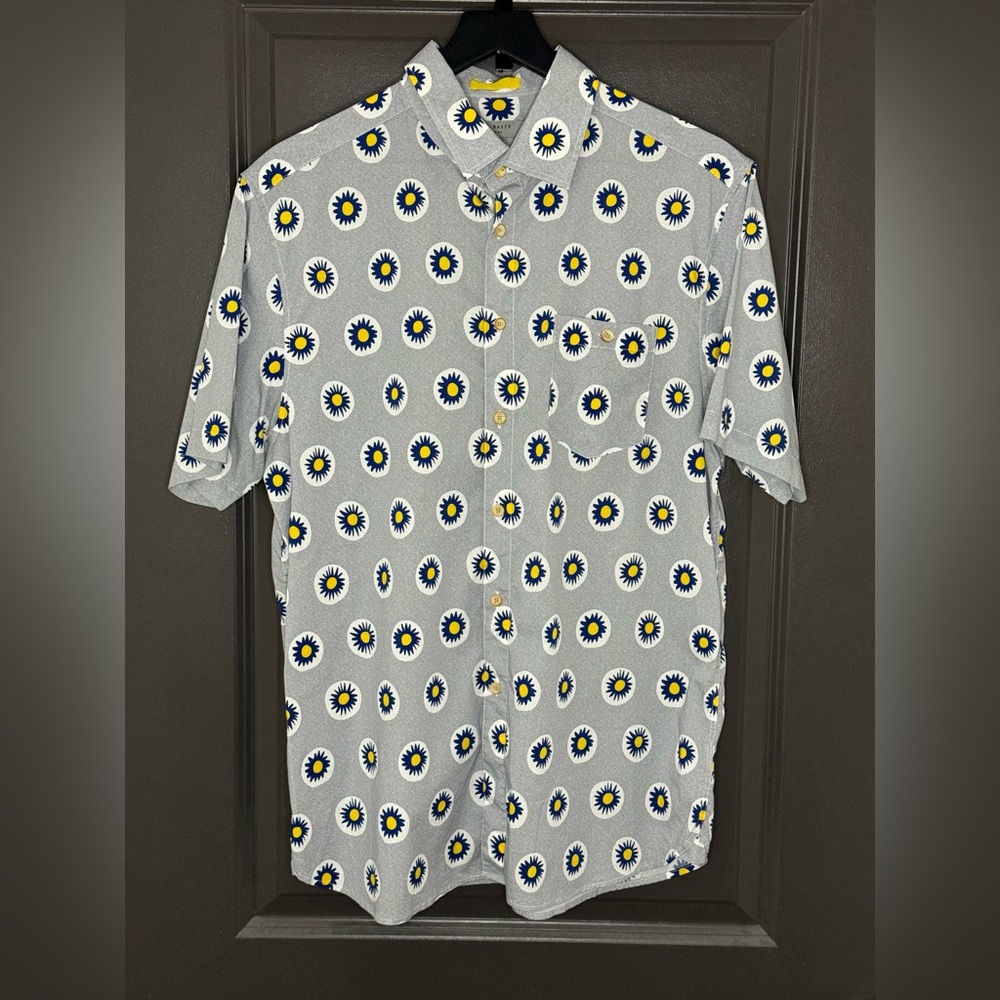 Ted Baker London Men’s Talant Geometric Print Short Sleeved Button Down Shirt